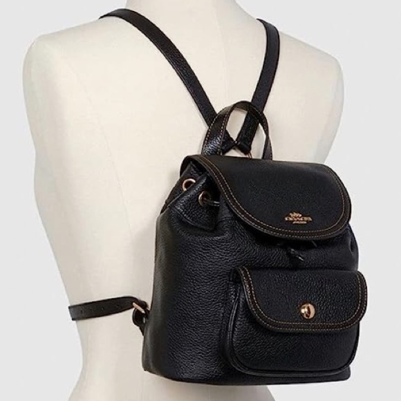 COACH Pennie Backpack 22 in Pebbled Black Leather. NWOT! - Picture 2 of 8